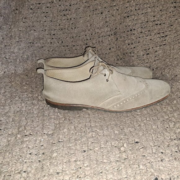 HESCHUNG-Beige Suede Brogue Lace Up Loafers-Size 7.5 UK/9 US-Very Good - Picture 5 of 8